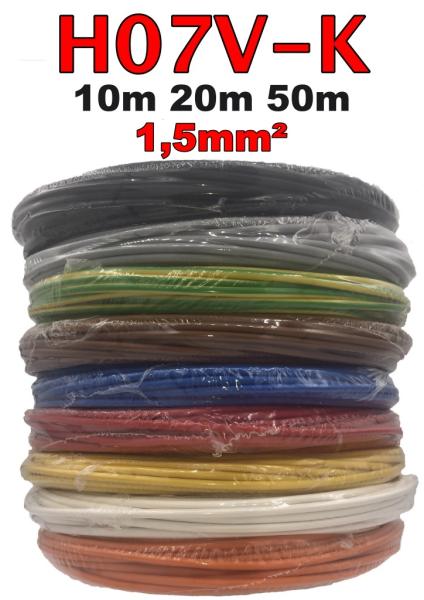 H07V-K 1 x 1,5mm² Ringware, flexibel / 10m / 20m / 50m / Farbwahl